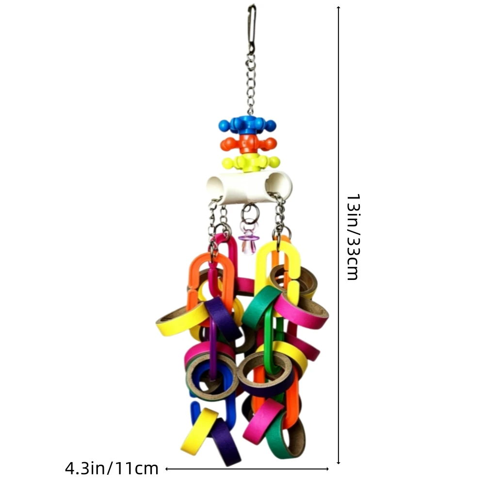 Colorful paper-ring foraging toy for parrots in a bird cage – view 3