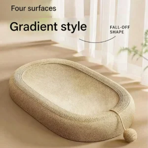 Oval sisal woven cat scratcher bed — textured surface and oval shape