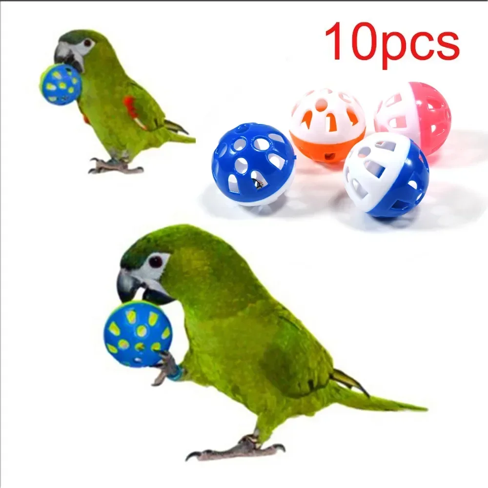 10 colorful hollow rolling bell balls for birds — parakeet cockatiel parrot toy – view 4