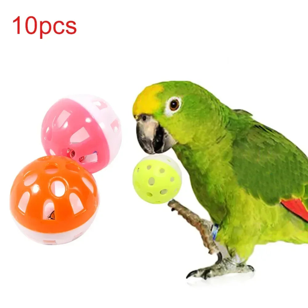 10 colorful hollow rolling bell balls for birds — parakeet cockatiel parrot toy – view 2
