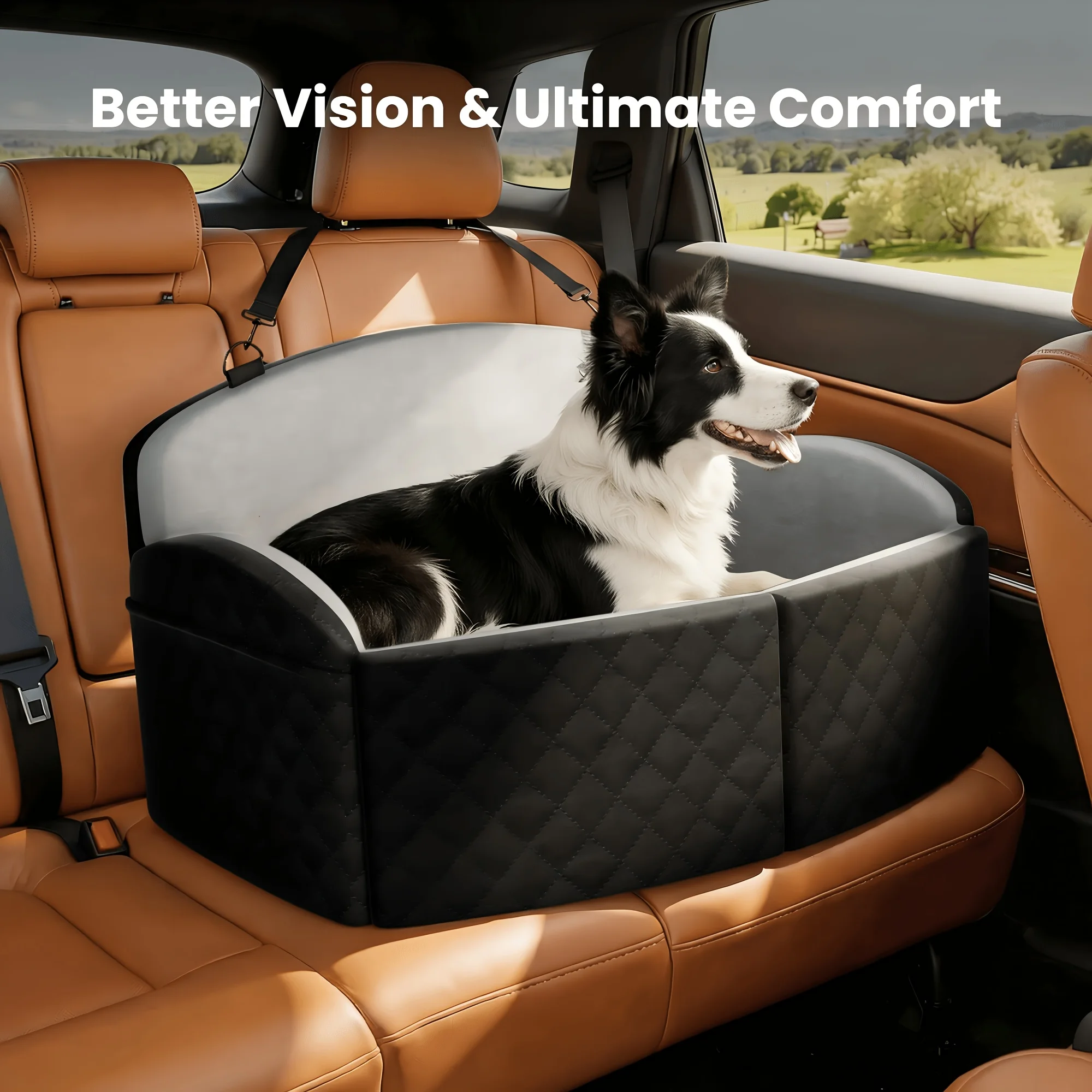 Dog car booster seat with memory foam cushion and detachable washable cover – view 4