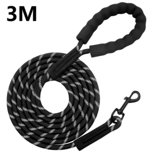 3M reflective rope dog leash with padded handle on neutral background