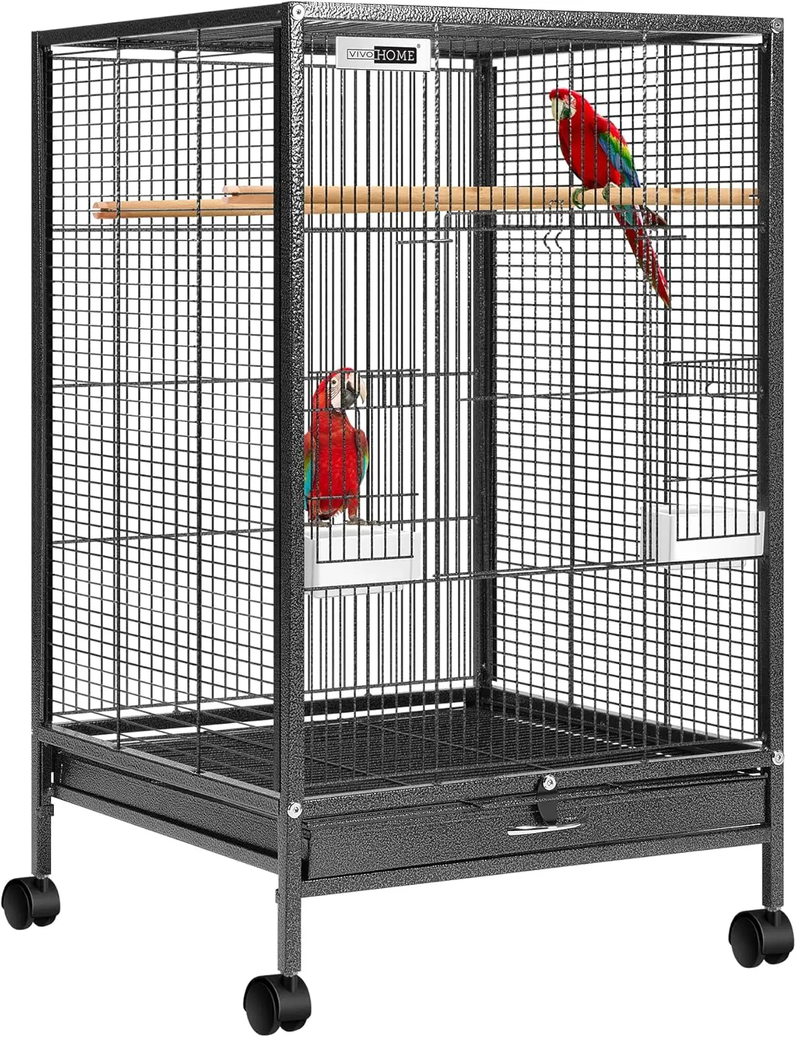 30 Inch Bird Cage with Rolling Stand, black — suitable for conures, cockatiels, lovebirds, finches – view 4