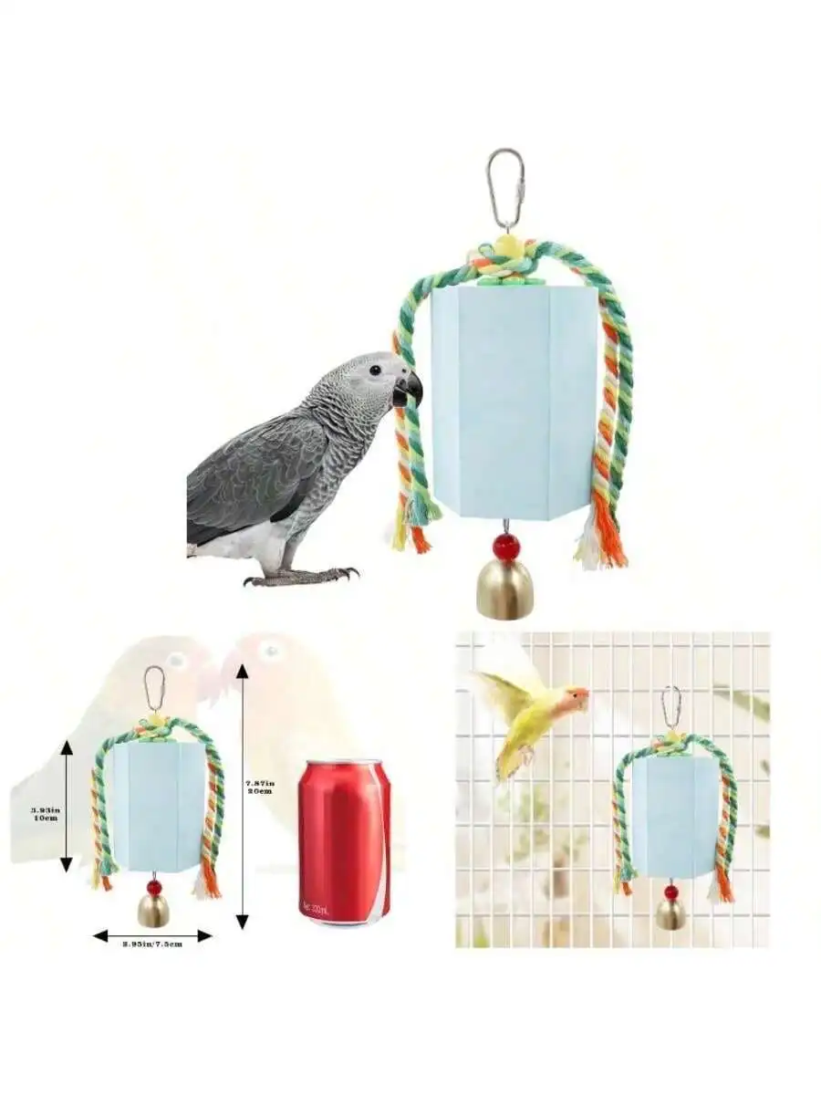 Beak grinding stone with bells for {species} — cage chew toy – view 4