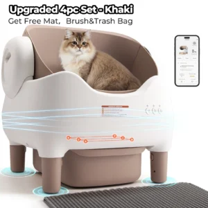 Automatic Self-Cleaning Cat Litter Box — app-controlled, open-top design for multiple cats