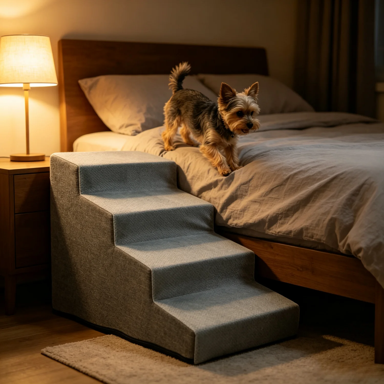 High-density foam dog stairs with washable cover — {view} – view 2