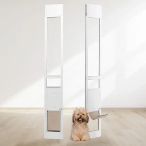 {{title}} installed in a sliding glass door showing aluminum frame and tempered glass panel