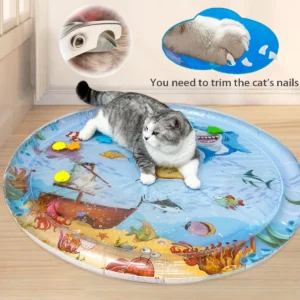 Inflatable water play mat for {pet} with fish ocean design