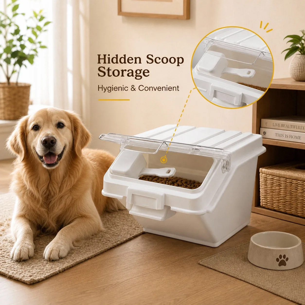 Two 10L airtight pet food storage containers with scoop – view 3