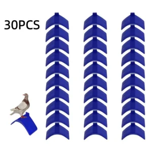 30-pack lightweight plastic perches for doves and pigeons arranged beside a birdcage
