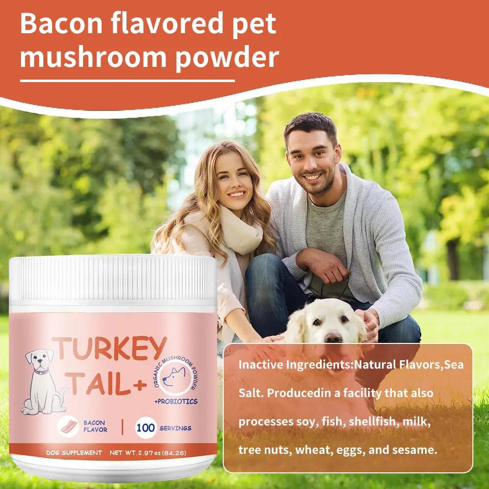 80g bacon-flavored mushroom powder for cats and dogs — pack front – view 2