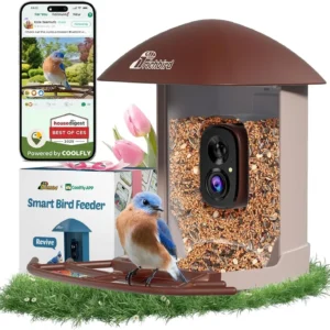 2.5K HD Solar Bird Feeder Camera, AI Bird Recognition, Auto Capture & Alerts, Brown