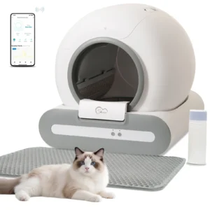 DOEL 65L self-cleaning cat litter box — app control, 2.4G WiFi, includes litter mat and trash bags