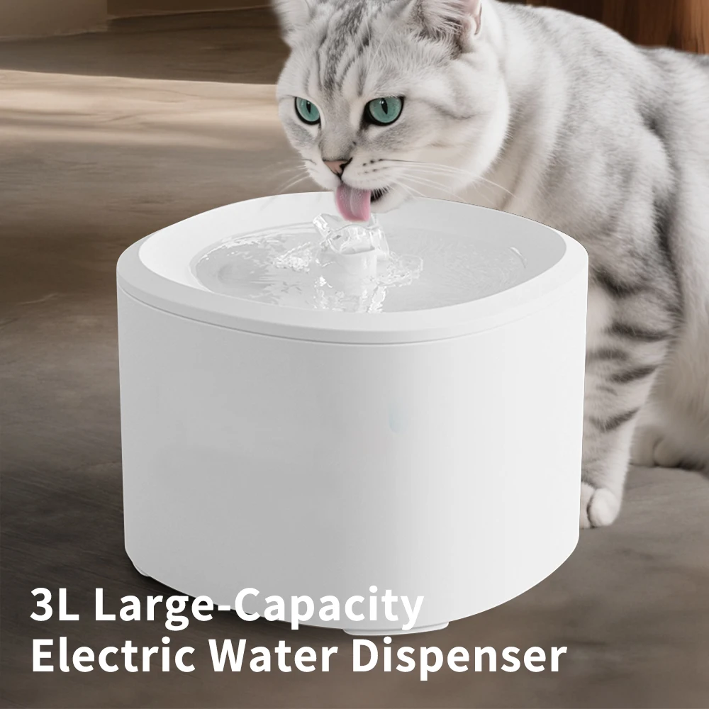 3L USB pet water fountain on floor — quiet indoor fountain for cats and small dogs – view 2