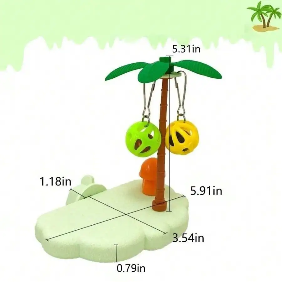 Coconut mushroom bird standing play set with chew elements for budgies and small parrots – view 4