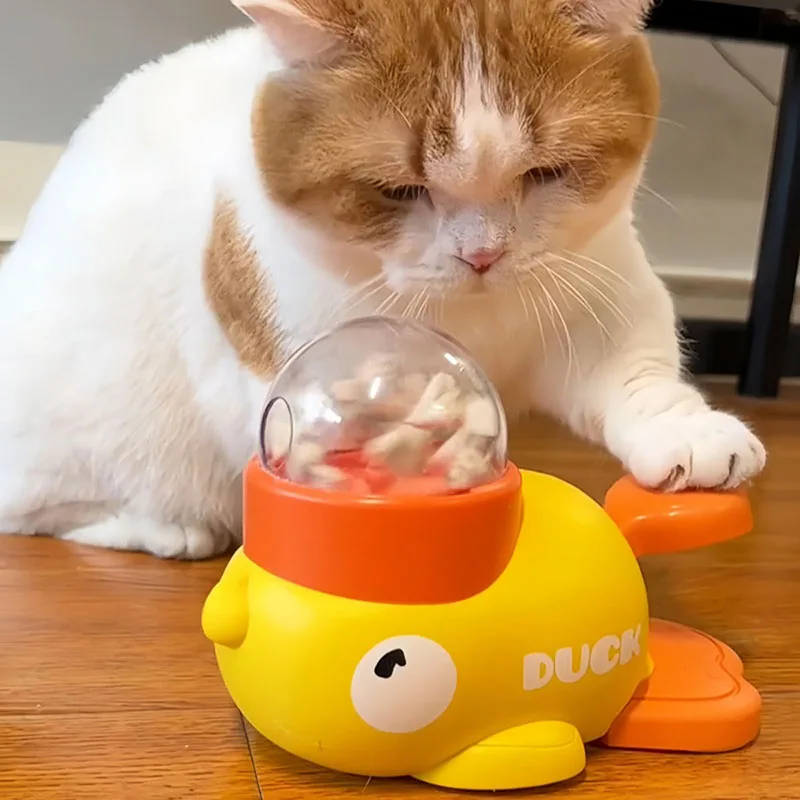 Little yellow duck interactive pet feeder — front view – view 3