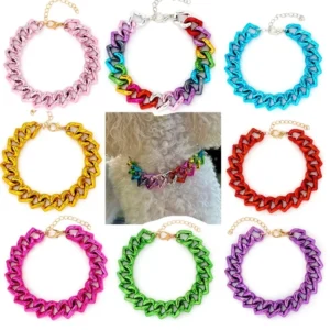 Adjustable chain-style dog collar for small to medium breeds - {color} - SKU SHR-AE-3256812580489077