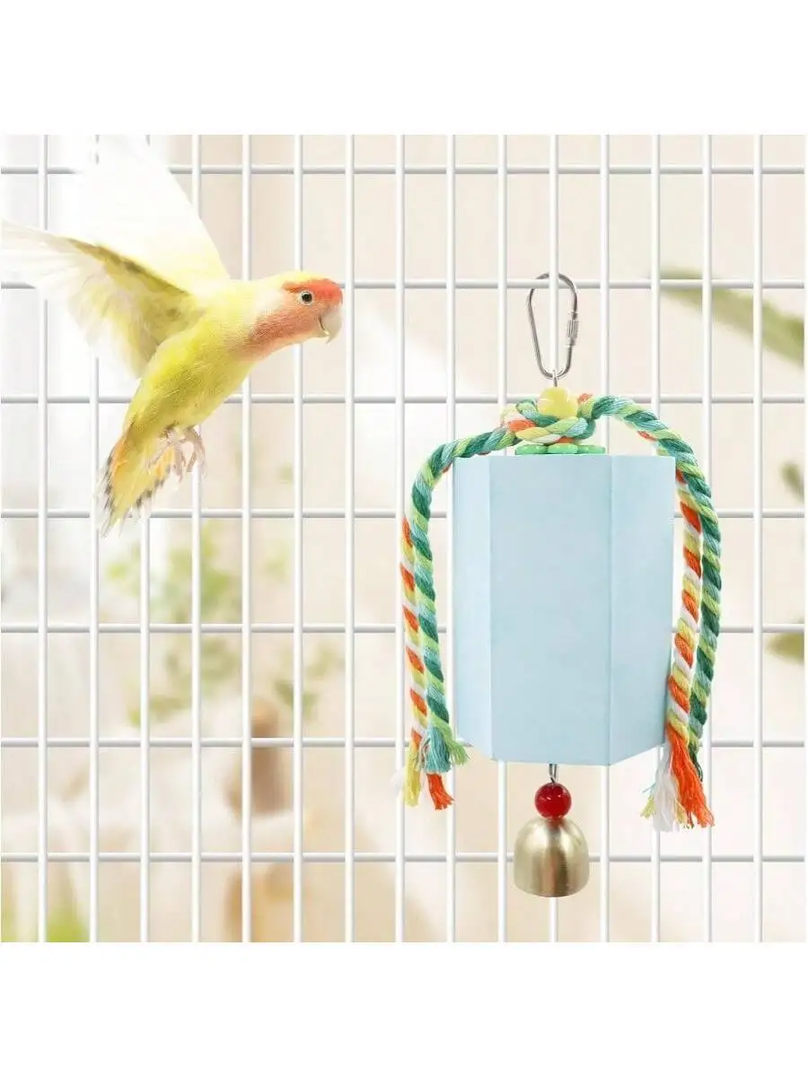 Beak grinding stone with bells for {species} — cage chew toy – view 3