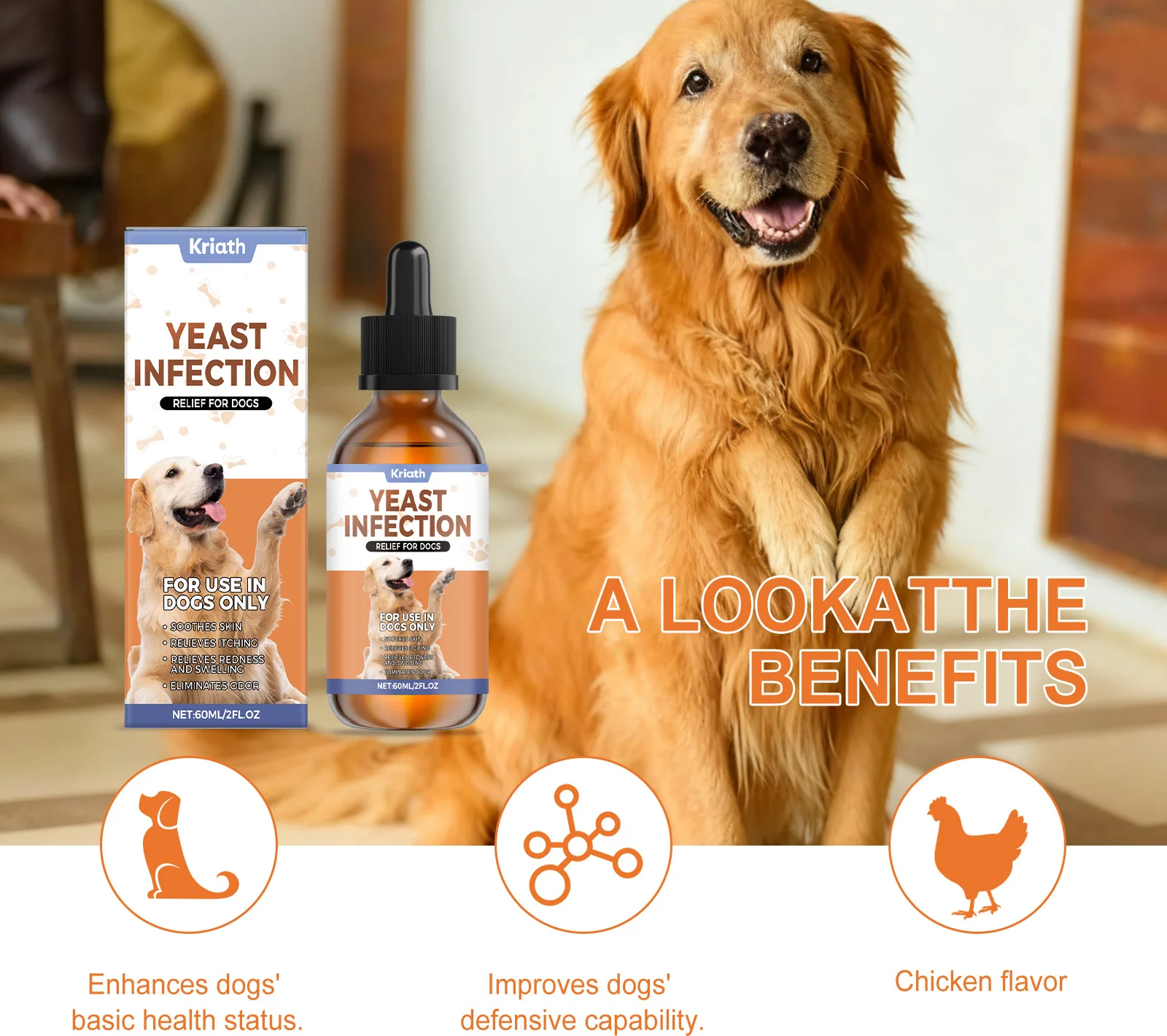 Dog Herbal Drops 60ml bottle on white background – view 3