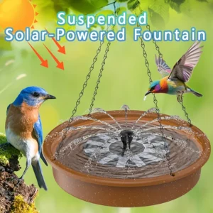 Solar Powered Water Pump Fountain with Multi-Pattern Nozzles, IPX8, Outdoor Fountain for Bird Bath, Garden Pond, Fish Tank & Lan