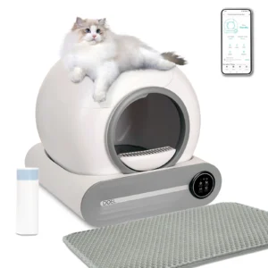 DOEL 65L self-cleaning smart cat litter box with included litter mat and trash bag