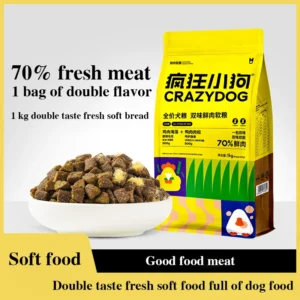 Photo of Soft Dog Food — 70% Meat, 1 kg, Double Flavor bag, soft texture suitable for puppies, small and senior dogs