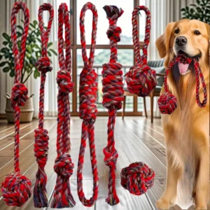 7-piece heavy-duty braided dog rope toy set with knots