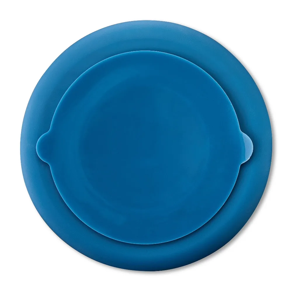 Blue rainbow silicone slow feeder bowl and dish mat for dogs and cats – view 3